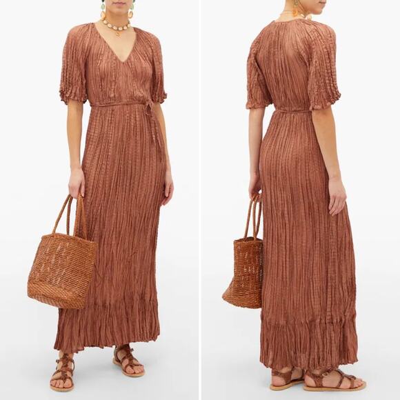 Mes Demoiselles Twinkie Maxi Dress Nude Size 2 Silk Lightweight Flowy Billowy - Picture 1 of 16